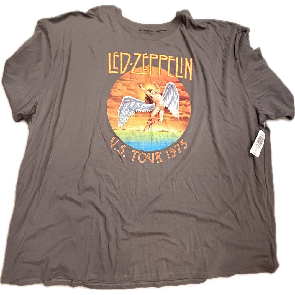 Torrid Led Zeppelin US Tour 1975 Graphic Tee Oversized Cotton Tunic Grey 4X 26